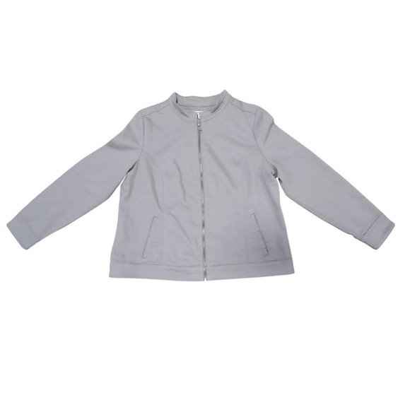 Liz Claiborne Jackets & Blazers - Liz Claiborne Womens Gray Full Zip Jacket Size L Collar Neck Pockets